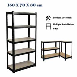 Kelvenix Garage Shed Racking Storage Shelving Units in Black - Size: 0.6m2 - thumbnail 4
