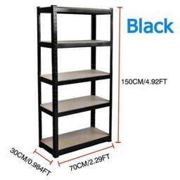 Kelvenix Garage Shed Racking Storage Shelving Units in Black - Size: 0.6m2 - thumbnail 2
