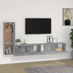 Berkfield Home 3 Piece TV Cabinet Set Grey Sonoma Engineered Wood - thumbnail 3