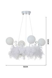 Living and Home Feather LED Chandelier Light with Crystal Balls in White - thumbnail 2