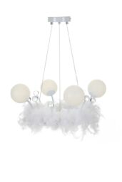 Living and Home Feather LED Chandelier Light with Crystal Balls in White - thumbnail 6