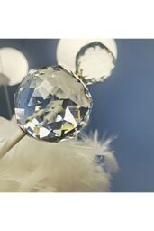 Living and Home Feather LED Chandelier Light with Crystal Balls in White - thumbnail 5