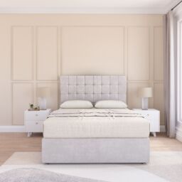 "Sloomy Alabama Plush Bed Set With No Drawers Mattress & 26"" Headboard in Silver - Size: Super King" - thumbnail 1