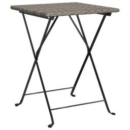 Berkfield Home 3 Piece Folding Bistro Set Grey Poly Rattan - thumbnail 5