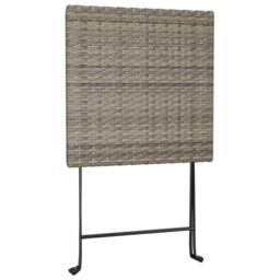 Berkfield Home 3 Piece Folding Bistro Set Grey Poly Rattan - thumbnail 7