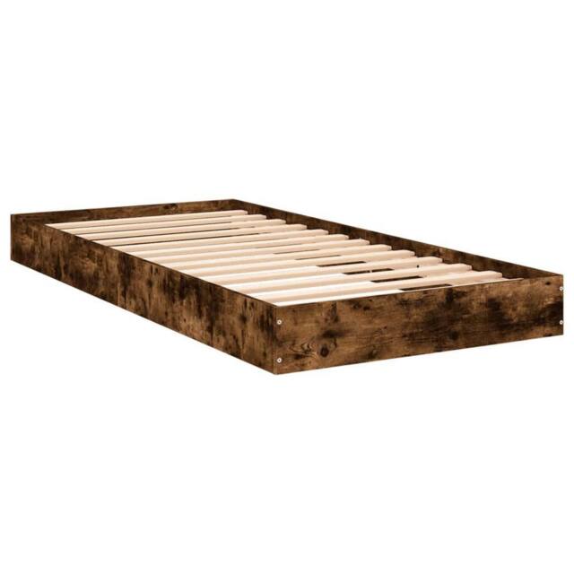 Berkfield Home Modern Bed Frame Frame Smoked Oak 75x190 cm Small Single Wood in Brown - image 1