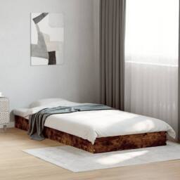 Berkfield Home Modern Bed Frame Frame Smoked Oak 75x190 cm Small Single Wood in Brown - thumbnail 2