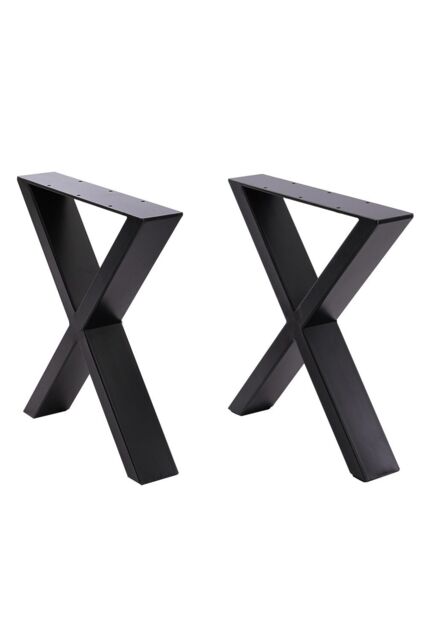 Living and Home Industrial Metal X-Shaped Legs for Tables Desks for DIY Set of 2 in Black - image 1