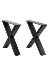 Living and Home Industrial Metal X-Shaped Legs for Tables Desks for DIY Set of 2 in Black - thumbnail 1