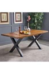 Living and Home Industrial Metal X-Shaped Legs for Tables Desks for DIY Set of 2 in Black - thumbnail 2