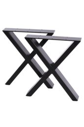 Living and Home Industrial Metal X-Shaped Legs for Tables Desks for DIY Set of 2 in Black - thumbnail 5
