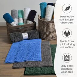 Allure Bath Fashions Chenille Bobble Bath Mat 60 x 90cm - Super Soft Microfibre & Non-Slip in Black - Size: 60 x 90 cm - thumbnail 6