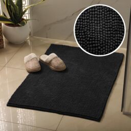Allure Bath Fashions Chenille Bobble Bath Mat 60 x 90cm - Super Soft Microfibre & Non-Slip in Black - Size: 60 x 90 cm - thumbnail 2