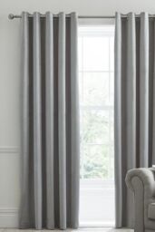 Laurence Llewelyn-Bowen Montrose' Velvet Blackout-Coated Pair of Eyelet Curtains in Silver - Size: 117 cm width x 183 cm drop