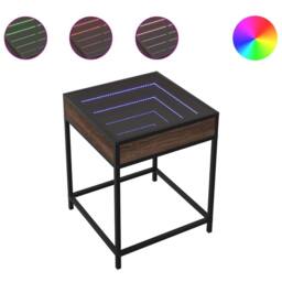 Berkfield Home Decorative Coffee Table with Infinity LED Brown Oak 40x40x51 cm - Size: 40 x 40 x 51 cm - thumbnail 3