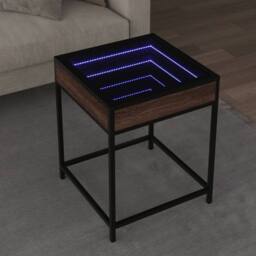 Berkfield Home Decorative Coffee Table with Infinity LED Brown Oak 40x40x51 cm - Size: 40 x 40 x 51 cm - thumbnail 2