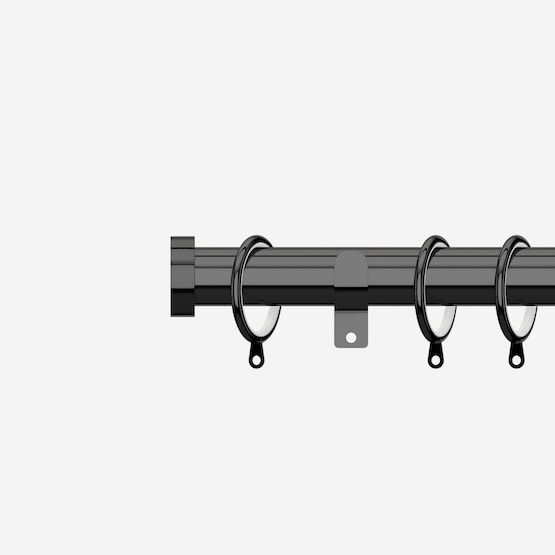New Edge Blinds Black Nickel 28mm Stud Fixed Length Metal Curtain Pole - Size: 70 cm - image 1