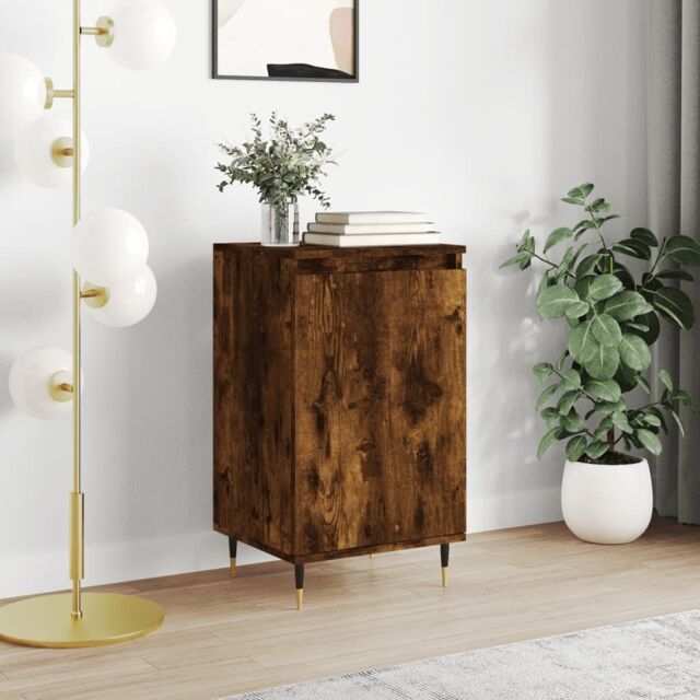 Berkfield Home Sideboard Smoked Oak 40x35x70 cm Engineered Wood in White - Size: 40 x 35 x 70 cm - image 1