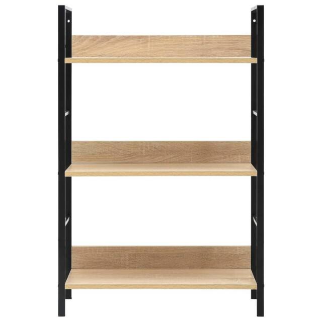 Berkfield Home Decorative 3-Layer Book Shelf Oak 60x27.6x90.5 cm Engineered Wood in Brown - image 1
