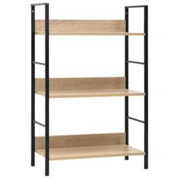 Berkfield Home Decorative 3-Layer Book Shelf Oak 60x27.6x90.5 cm Engineered Wood in Brown - thumbnail 2