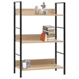 Berkfield Home Decorative 3-Layer Book Shelf Oak 60x27.6x90.5 cm Engineered Wood in Brown - thumbnail 3