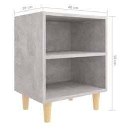 Berkfield Home Bed Cabinet with Solid Wood Legs Concrete Grey 40x30x50 cm - Size: 40 x 30 x 50 cm - thumbnail 6
