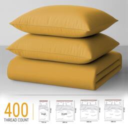 Pamposh 400TC Cotton Sateen Duvet Cover Sets - Smooth & Soft Feel in Mustard - Size: Super King - thumbnail 7