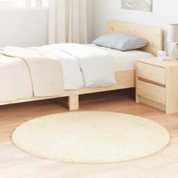 Berkfield Home Shaggy Rug High Pile NAVARRA Cream 120x120 cm Polyester - Size: Medium - thumbnail 1