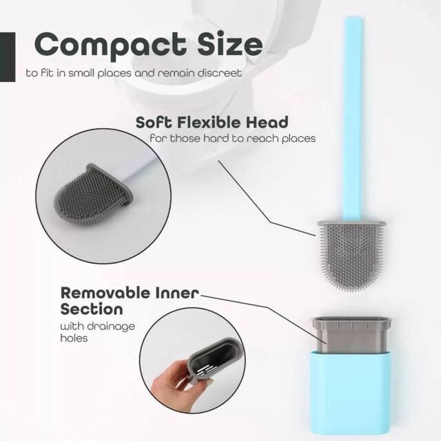 KORVIXA Blue Toilet Brush Cleaning Holder Base Set - image 1