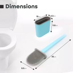 KORVIXA Blue Toilet Brush Cleaning Holder Base Set - thumbnail 2