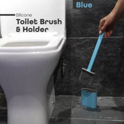 KORVIXA Blue Toilet Brush Cleaning Holder Base Set - thumbnail 3