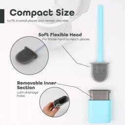 KORVIXA Blue Toilet Brush Cleaning Holder Base Set - thumbnail 1