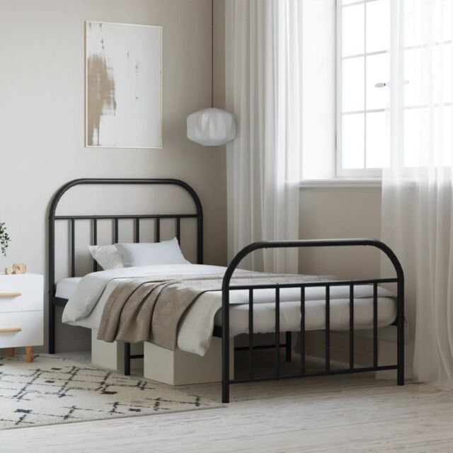 Berkfield Home Metal Bed Frame with Headboard & Footboard Black 107x203 cm - image 1