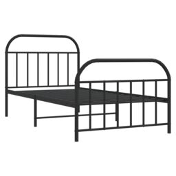 Berkfield Home Metal Bed Frame with Headboard & Footboard Black 107x203 cm - thumbnail 5