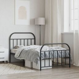 Berkfield Home Metal Bed Frame with Headboard & Footboard Black 107x203 cm - thumbnail 3
