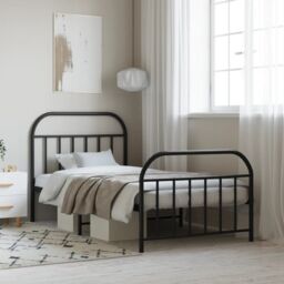 Berkfield Home Metal Bed Frame with Headboard & Footboard Black 107x203 cm - thumbnail 1
