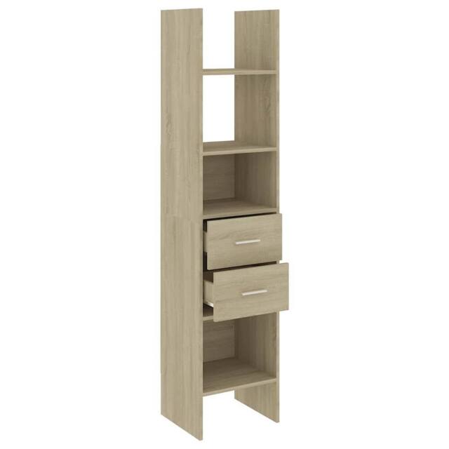 Berkfield Home Modern Book Cabinet Sonoma Oak 40x35x180 cm Engineered Wood in Light Tan - Size: 40 x 35 x 180 cm - image 1