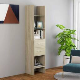 Berkfield Home Modern Book Cabinet Sonoma Oak 40x35x180 cm Engineered Wood in Light Tan - Size: 40 x 35 x 180 cm - thumbnail 2