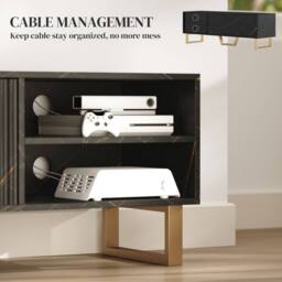 STILVORA TV Stand with 2 Doors & Shelves Black - thumbnail 8