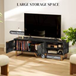 STILVORA TV Stand with 2 Doors & Shelves Black - thumbnail 7