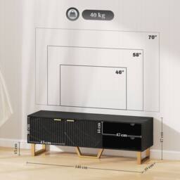 STILVORA TV Stand with 2 Doors & Shelves Black - thumbnail 4