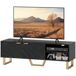 STILVORA TV Stand with 2 Doors & Shelves Black - thumbnail 5