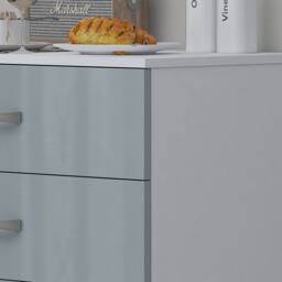 Harmin High Gloss Grey on White 5 Drawer Sideboard / Cupboard / Chest - thumbnail 5