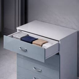 Harmin High Gloss Grey on White 5 Drawer Sideboard / Cupboard / Chest - thumbnail 2