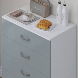 Harmin High Gloss Grey on White 5 Drawer Sideboard / Cupboard / Chest - thumbnail 7