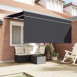 Berkfield Home Retractable Awning Retractable Manual Anthracite 300 x 200 cm Fabric - thumbnail 3