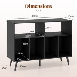 Costway Record Player Stand 3 Tier Turntable w/ Vinyl Storage Shelves in Black - thumbnail 2
