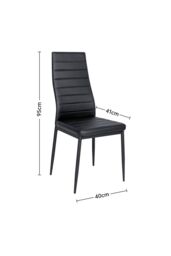 Living and Home 3-Piece Dining Table Set of Modern Faux Leather Dining Chairs and Tempered Glass Round Table in Black - thumbnail 3