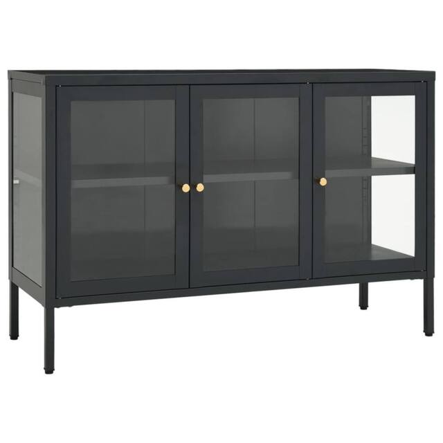 Berkfield Home Sideboard Anthracite 105x35x70 cm Steel & Glass in Black - Size: 105 x 35 x 70 cm - image 1