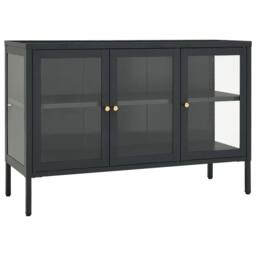 Berkfield Home Sideboard Anthracite 105x35x70 cm Steel & Glass in Black - Size: 105 x 35 x 70 cm